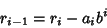 \begin{displaymath}
r_{i-1}=r_i-a_ib^i
\end{displaymath}