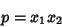 \begin{displaymath}
p=x_1x_2
\end{displaymath}