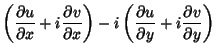 $\displaystyle \left({{\partial u\over\partial x}+i{\partial v\over\partial x}}\right)- i\left({{\partial u\over\partial y}+i{\partial v\over\partial y}}\right)$