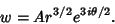 \begin{displaymath}
w=Ar^{3/2}e^{3i\theta/2}.
\end{displaymath}