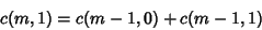 \begin{displaymath}
c(m,1)=c(m-1,0)+c(m-1,1)
\end{displaymath}