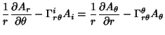 $\displaystyle {1\over r}{\partial A_r\over\partial\theta}-\Gamma^i_{r\theta}A_i = {1\over r}{\partial A_\theta\over\partial r}-\Gamma^\theta_{r\theta}A_\theta$