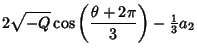 $\displaystyle 2\sqrt{-Q} \cos\left({\theta+2\pi\over 3}\right)-{\textstyle{1\over 3}}a_2$