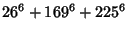 $\displaystyle 26^6+169^6+225^6$