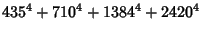 $\displaystyle 435^4+ 710^4+1384^4+2420^4$