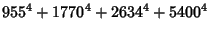 $\displaystyle 955^4+1770^4+2634^4+5400^4$