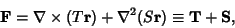 \begin{displaymath}
{\bf F}=\nabla\times(T{\bf r})+\nabla^2(S{\bf r}) \equiv {\bf T}+{\bf S},
\end{displaymath}