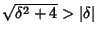 $\sqrt{\delta^2+4} > \vert\delta\vert$