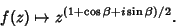 \begin{displaymath}
f(z)\mapsto z^{(1+\cos\beta+i\sin\beta)/2}.
\end{displaymath}