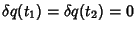 $\delta q(t_1)=\delta q(t_2)=0$