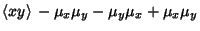 $\displaystyle \left\langle{xy}\right\rangle{}-\mu_x\mu_y-\mu_y\mu_x+\mu_x\mu_y$