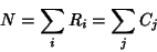 \begin{displaymath}
N=\sum_i R_i=\sum_j C_j
\end{displaymath}