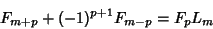 \begin{displaymath}
F_{m+p}+(-1)^{p+1}F_{m-p}=F_pL_m
\end{displaymath}