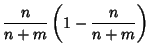 $\displaystyle {n\over n+m} \left({1-{n\over n+m}}\right)$