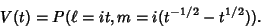 \begin{displaymath}
V(t)=P(\ell=it,m=i(t^{-1/2}-t^{1/2})).
\end{displaymath}