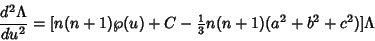 \begin{displaymath}
{d^2\Lambda\over du^2}=[n(n+1)\wp(u)+C-{\textstyle{1\over 3}}n(n+1)(a^2+b^2+c^2)]\Lambda
\end{displaymath}