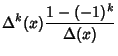 $\displaystyle \Delta^k(x){1-(-1)^k\over\Delta(x)}$