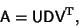 \begin{displaymath}
{\hbox{\sf A}}={\hbox{\sf U}}{\hbox{\sf D}}{\hbox{\sf V}}^{\rm T},
\end{displaymath}