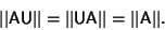 \begin{displaymath}
\vert\vert{\hbox{\sf A}}{\hbox{\sf U}}\vert\vert=\vert\vert{...
...}}{\hbox{\sf A}}\vert\vert=\vert\vert{\hbox{\sf A}}\vert\vert.
\end{displaymath}