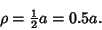 \begin{displaymath}
\rho={\textstyle{1\over 2}}a = 0.5a.
\end{displaymath}