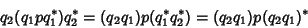 \begin{displaymath}
q_2(q_1pq_1^*)q_2^*=(q_2q_1)p(q_1^*q_2^*)=(q_2q_1)p(q_2q_1)^*
\end{displaymath}