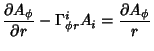 $\displaystyle {\partial A_\phi\over\partial r}-\Gamma_{\phi r}^iA_i={\partial A_\phi\over r}$