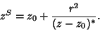 \begin{displaymath}
z^S = z_0 + {r^2\over (z-z_0)^*}.
\end{displaymath}