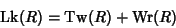 \begin{displaymath}
{\rm Lk}(R)={\rm Tw}(R)+{\rm Wr}(R)
\end{displaymath}