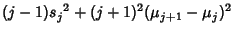 $\displaystyle (j-1){s_j}^2+(j+1)^2(\mu_{j+1}-\mu_j)^2$