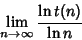 \begin{displaymath}
\lim_{n\to\infty} {\ln t(n)\over \ln n}
\end{displaymath}