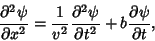 \begin{displaymath}
{\partial^2\psi\over\partial x^2} = {1\over v^2}{\partial^2\psi\over\partial t^2} + b{\partial\psi\over\partial t},
\end{displaymath}