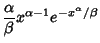 $\displaystyle {\alpha\over\beta} x^{\alpha-1}e^{-x^\alpha/\beta}$