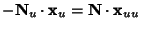 $\displaystyle -{\bf N}_u\cdot{\bf x}_u={\bf N}\cdot{\bf x}_{uu}$